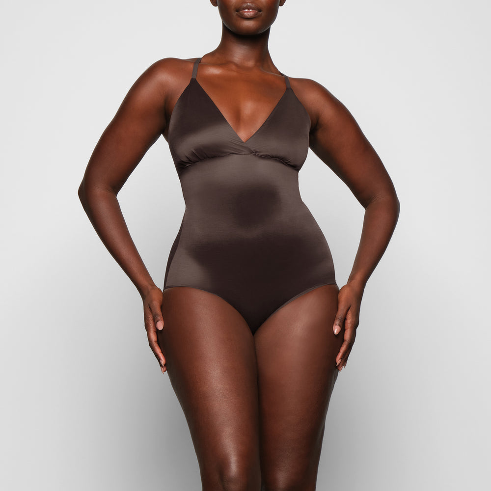 Skims BARELY THERE BODYSUIT BRIEF W/ SNAPS Bodysuit Espresso | QBMR92714