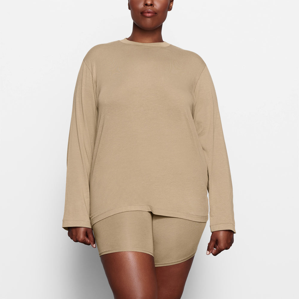 Skims BOYFRIEND LONG SLEEVE T-shirt Desert | MGIC71936