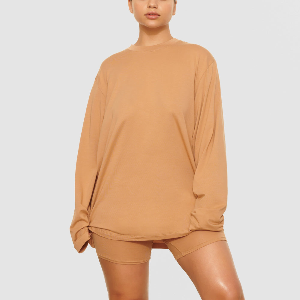 Skims BOYFRIEND LONG SLEEVE T-shirt Ochre | QJNT69712