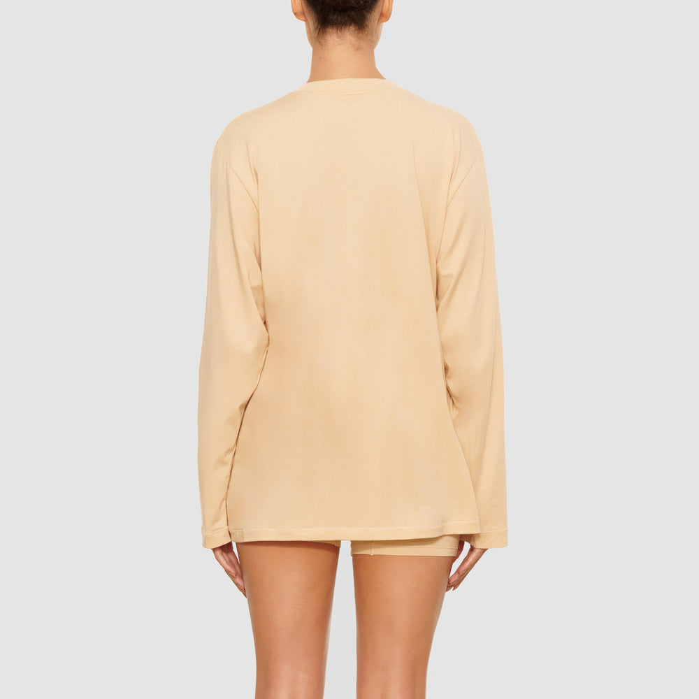 Skims BOYFRIEND LONG SLEEVE T-shirt Sand | SFPW92751