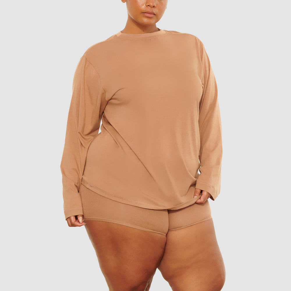 Skims BOYFRIEND LONG SLEEVE T-shirt Sienna | KYHM28590