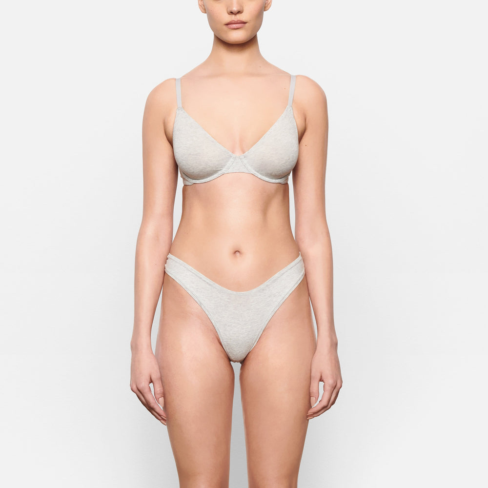 Skims COTTON JERSEY DIPPED Thong Light Heather Grey | HYPK73942