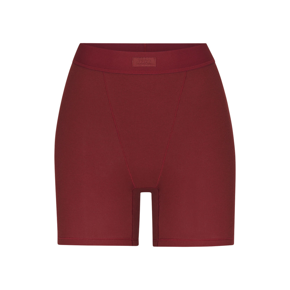 Skims COTTON RIB Boxer Shorts Sangria | DNIY71698