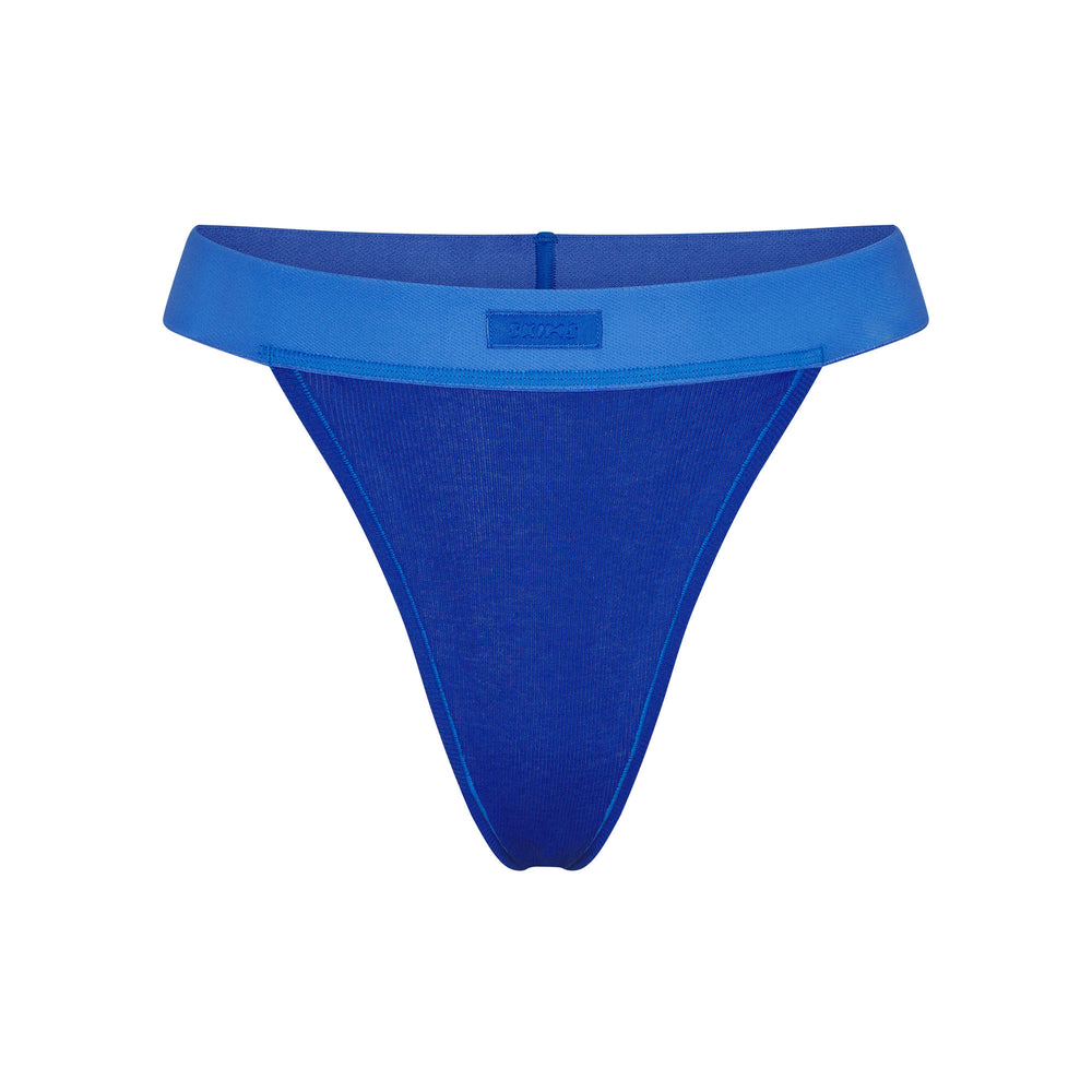 Skims COTTON RIB Thong Cobalt | EXYO93507