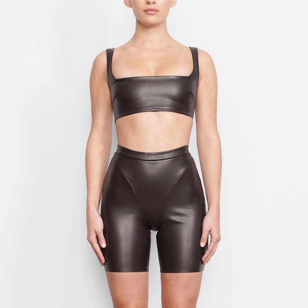 Skims FAUX LEATHER BIKER Shorts Soot | GABC93765