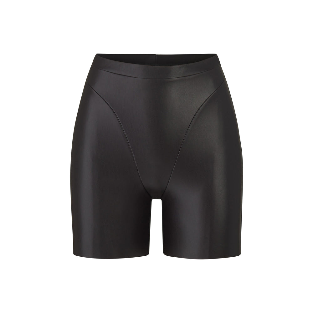 Skims FAUX LEATHER BIKER Shorts Soot | GABC93765