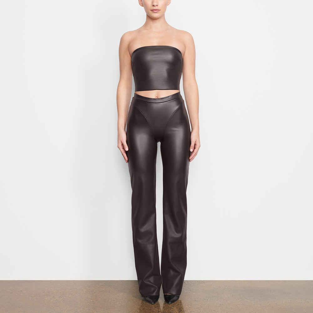 Skims FAUX LEATHER BOOT CUT Pants Soot | WGPF29315