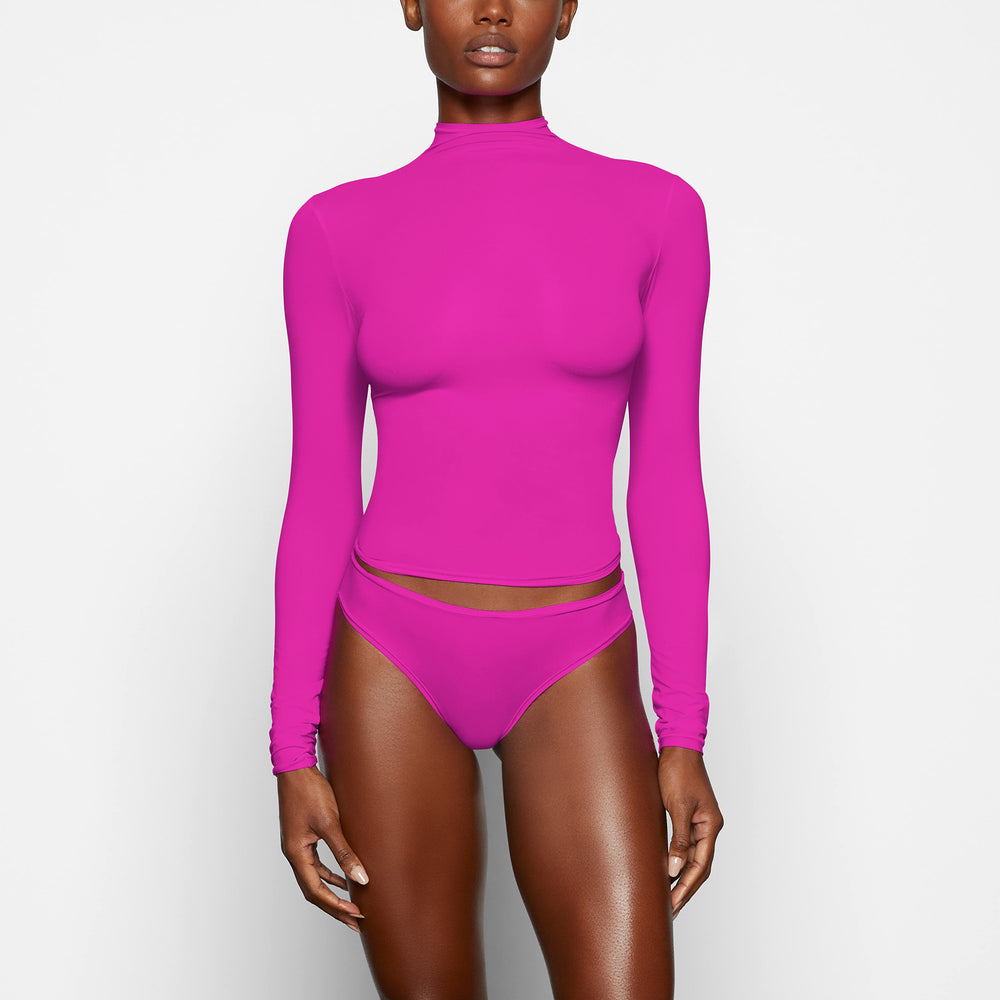 Skims FITS EVERYBODY TURTLENECK T-shirt Fuchsia | RWQX62891