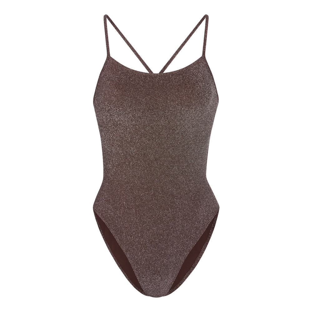 Skims GLITTER SWIM One Piece Cocoa | XTSB74826