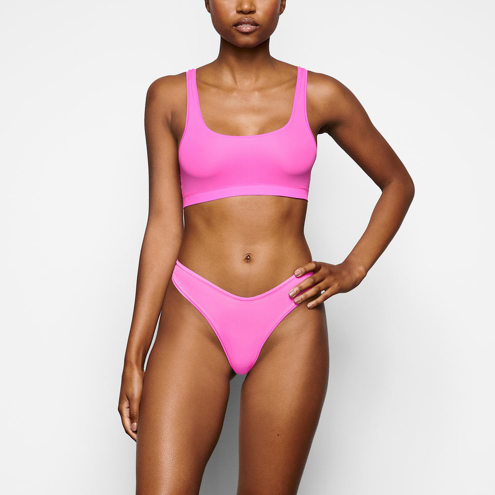 Skims JELLY SHEER SCOOP NECK Bralette Neon Pink | CPAF61940