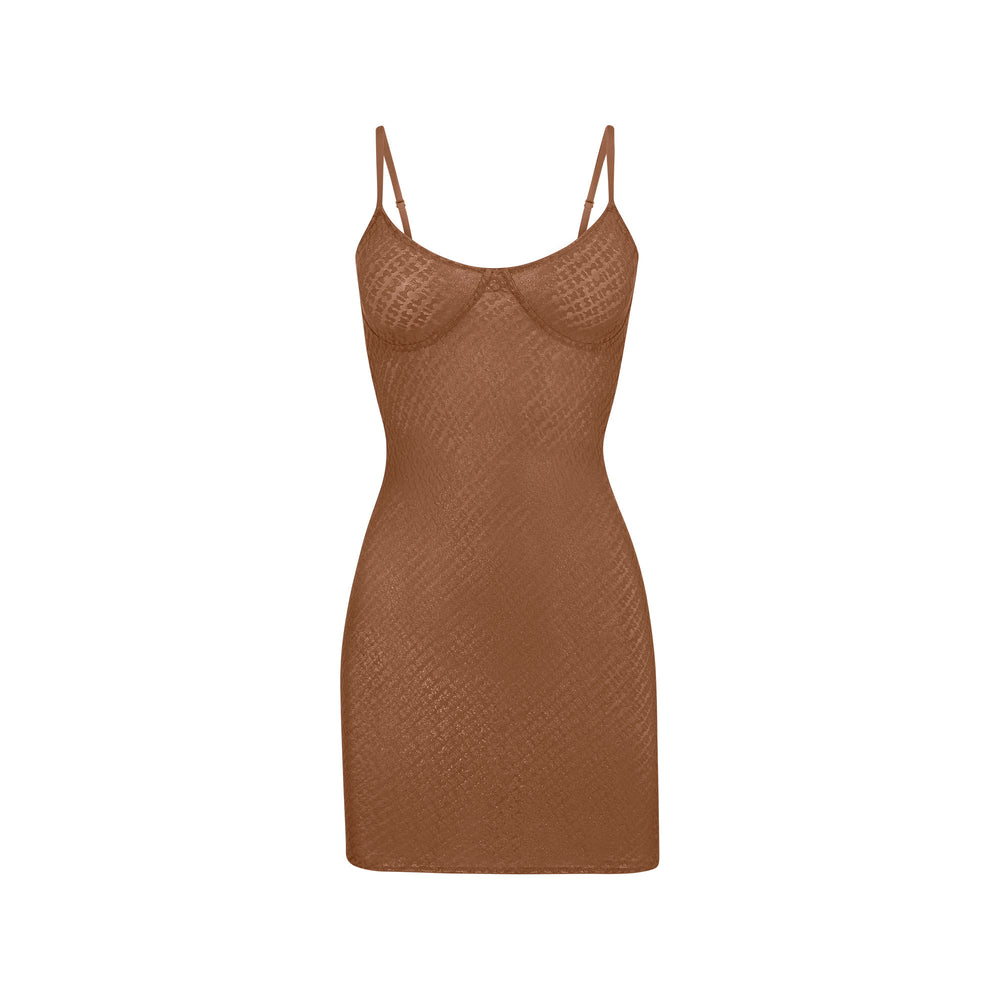 Skims LOGO MESH FOIL CAMI Dress Caramel | 9547BTVQL