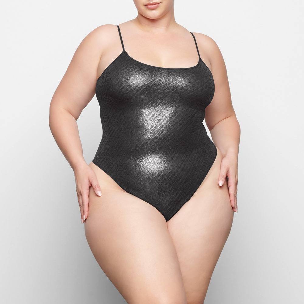 Skims LOGO MESH FOIL Cami Bodysuit Onyx | 3105NQLUV