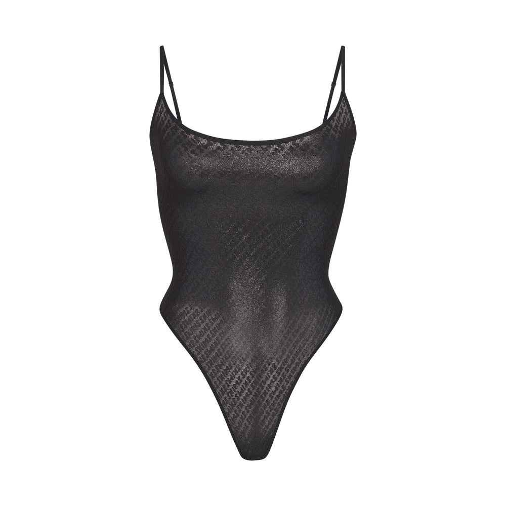 Skims LOGO MESH FOIL Cami Bodysuit Onyx | 3105NQLUV