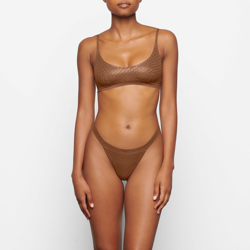 Skims LOGO MESH FOIL SKIMPY TRIANGLE Bralette Caramel | 0327KYBSR