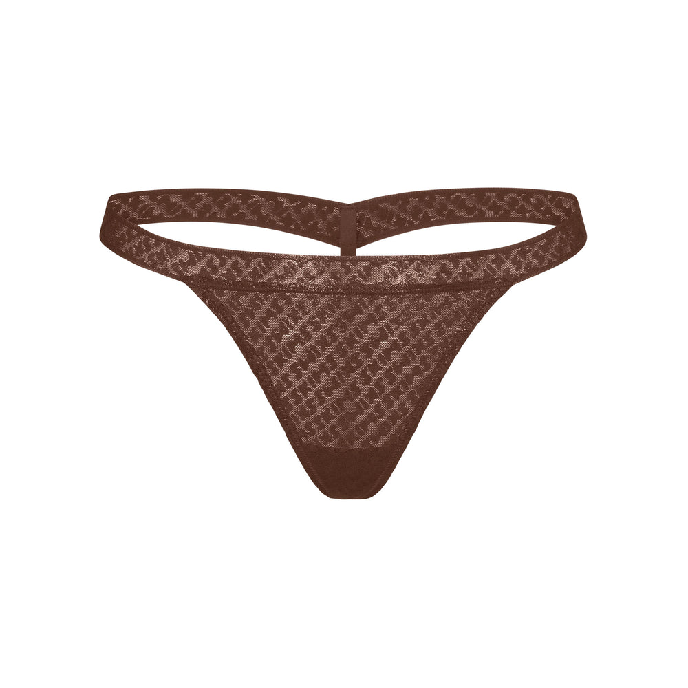 Skims LOGO MESH FOIL SKIMPY Thong Cocoa | ERJY95687