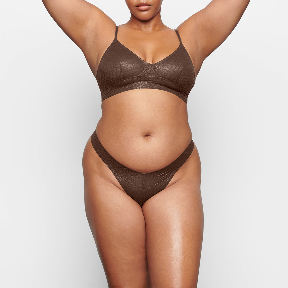 Skims LOGO MESH FOIL TRIANGLE Bralette Cocoa | 5820MXEQG