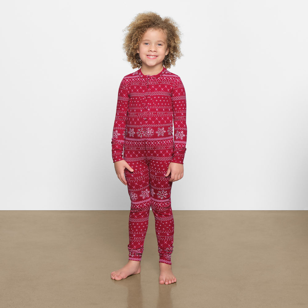 Skims LOGO POINTELLE HENLEY ONESIE Kids Red Fair Isle | ROQY29106