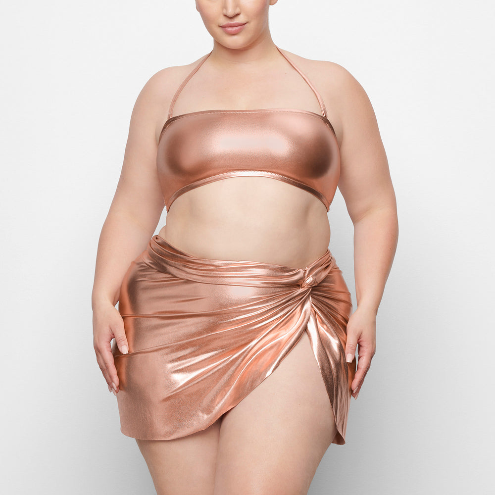 Skims METALLIC SWIM BANDEAU BIKINI TOP Two Pieces Champagne | SBGV12967