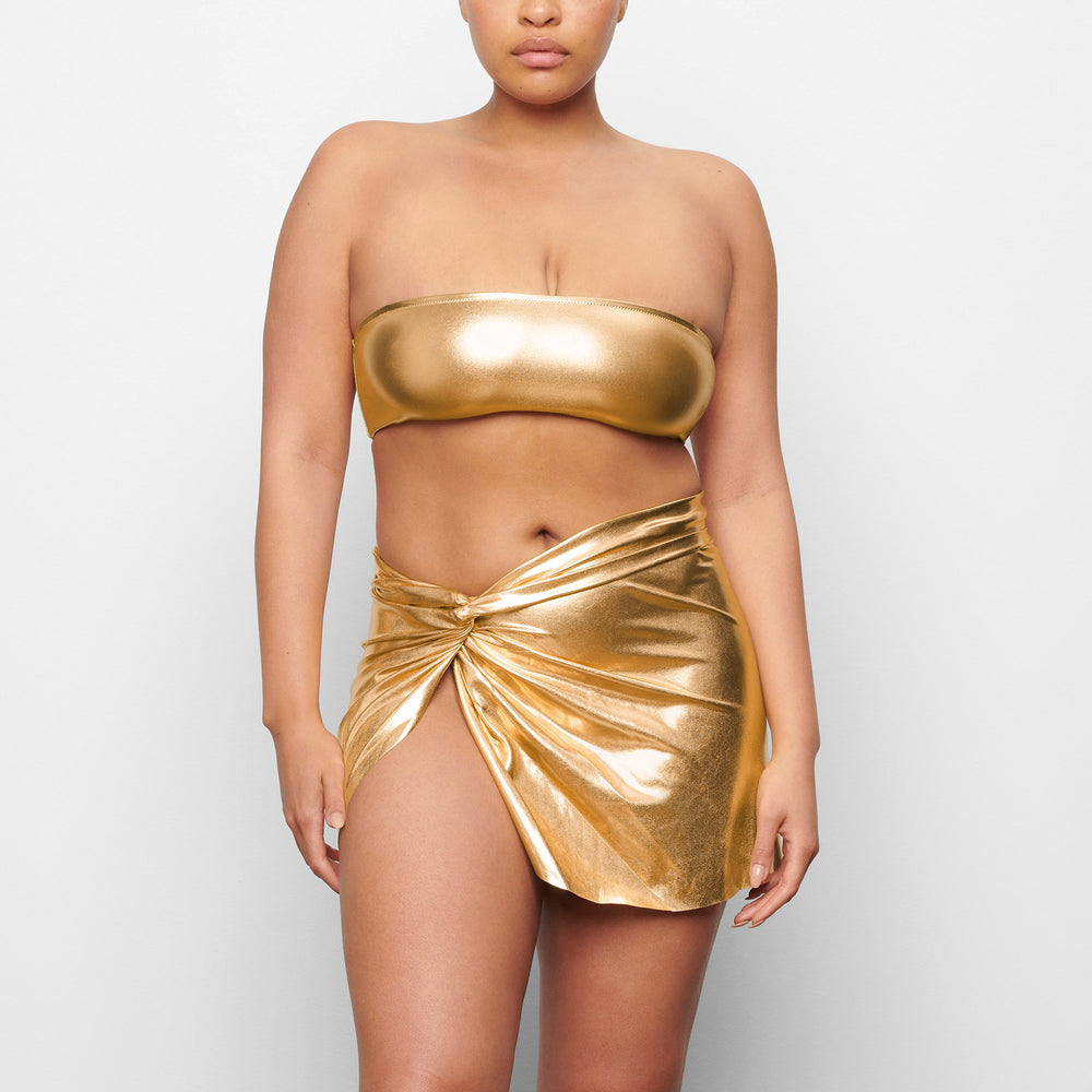 Skims METALLIC SWIM SARONG MINI SKIRT Two Pieces Gold | CZQP69452