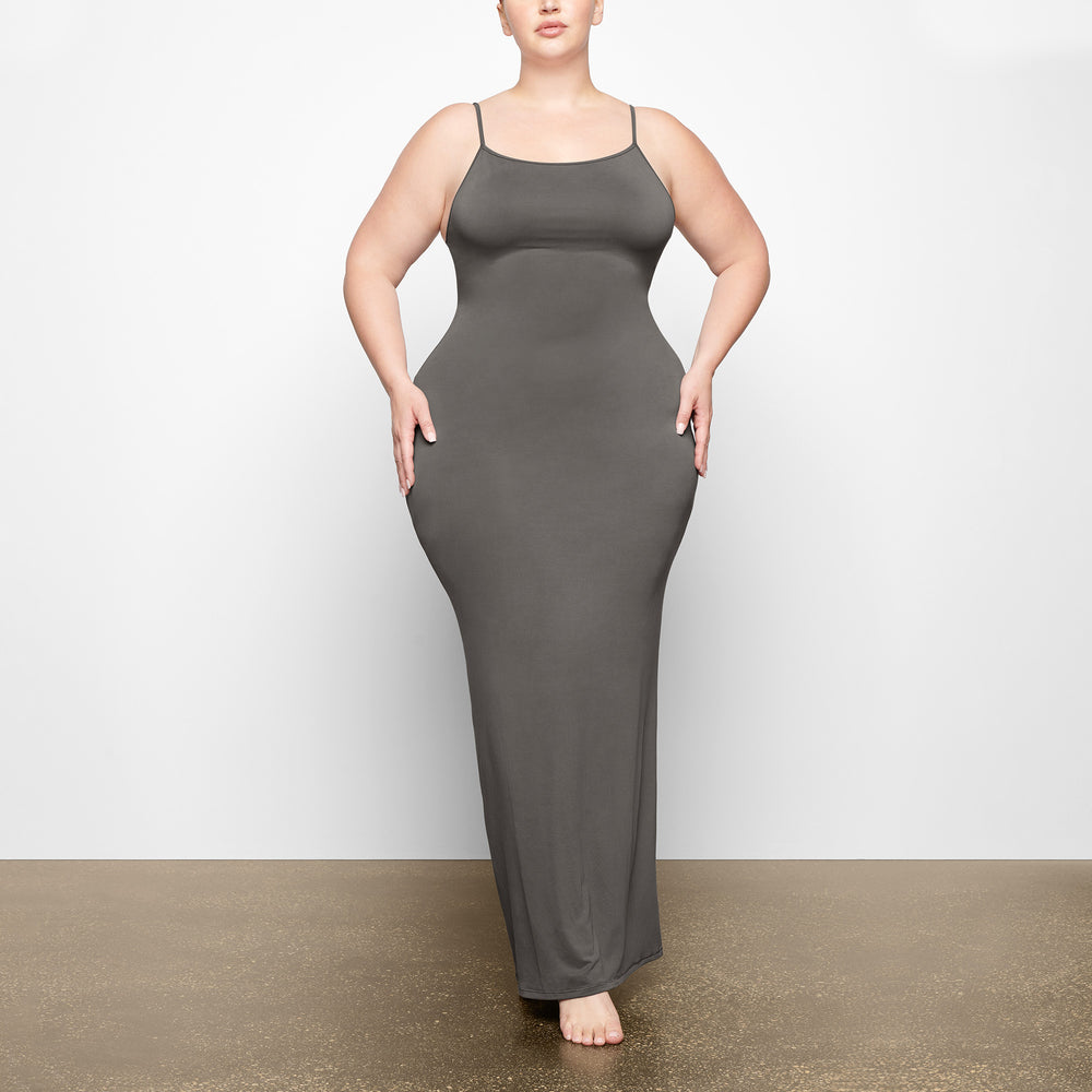 Skims SMOOTH LOUNGE LOW BACK CAMI Dress Gunmetal | YVNJ39517