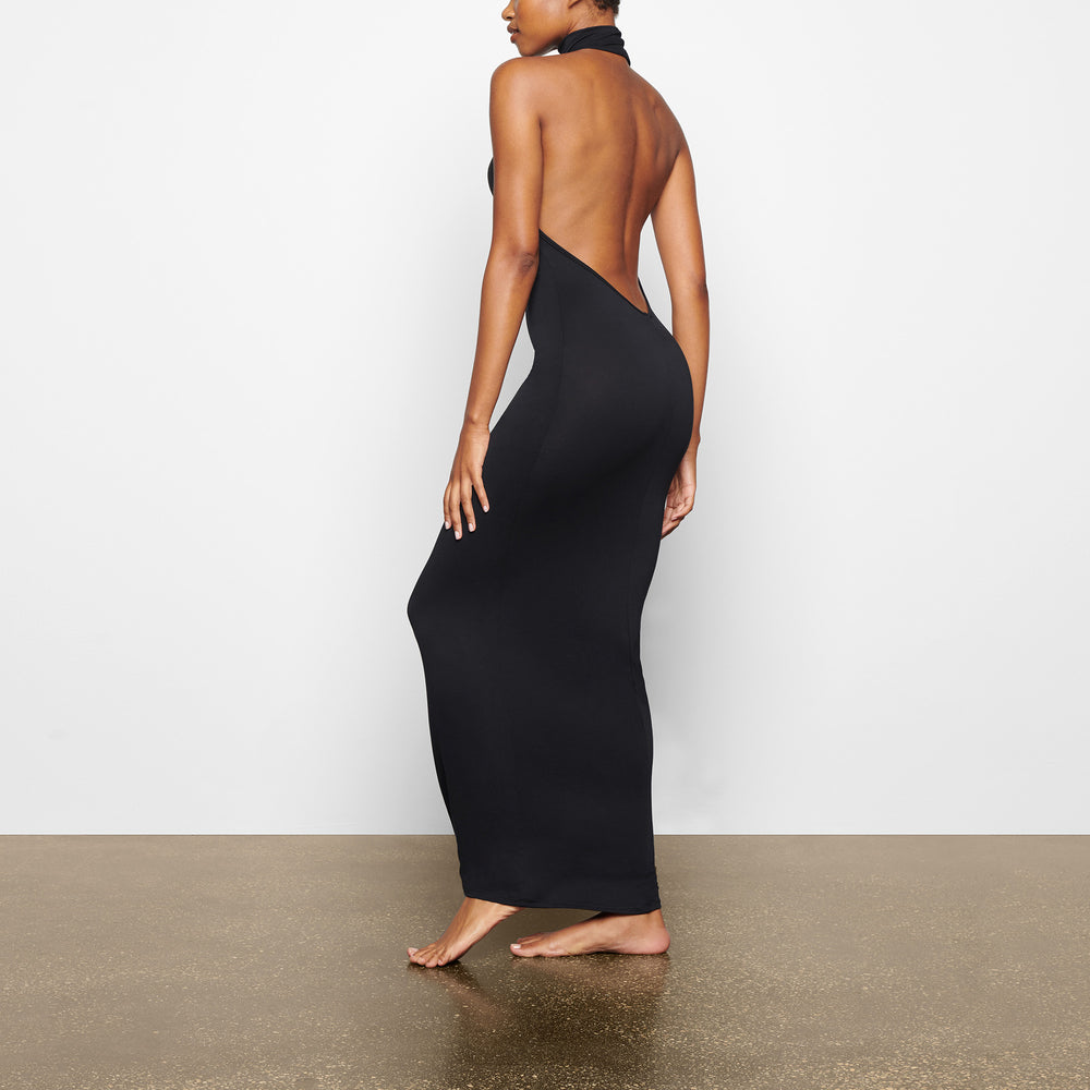 Skims SMOOTH LOUNGE LOW BACK HALTER Dress Onyx | PUYE36715