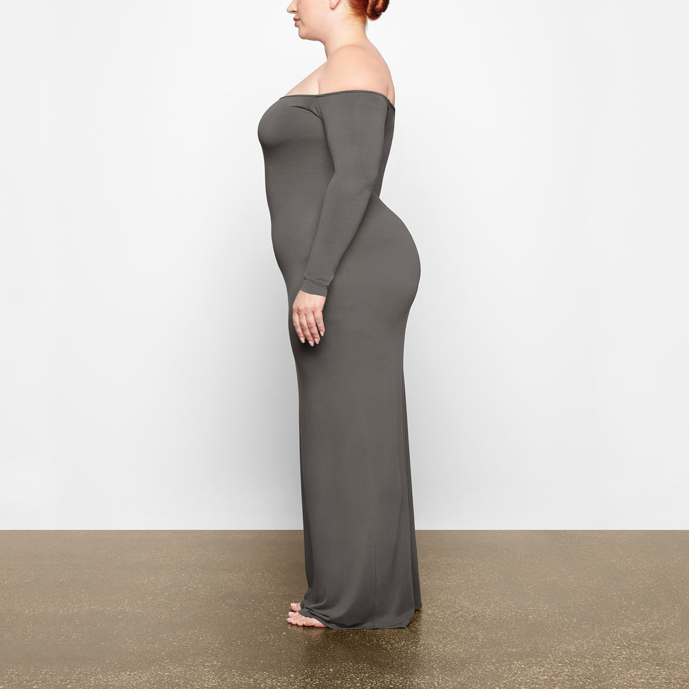 Skims SMOOTH LOUNGE OFF THE SHOULDER Dress Gunmetal | IJGK07342