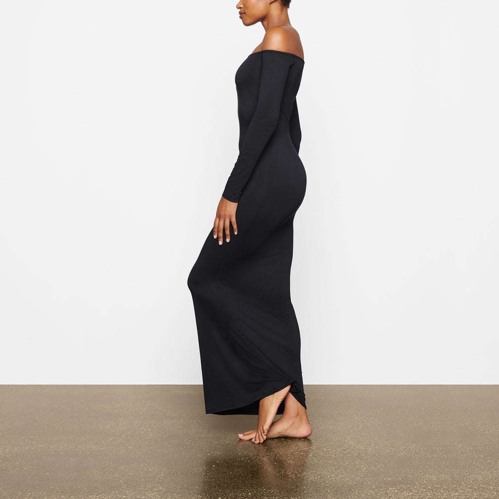 Skims SMOOTH LOUNGE OFF THE SHOULDER Dress Onyx | XJPN07586