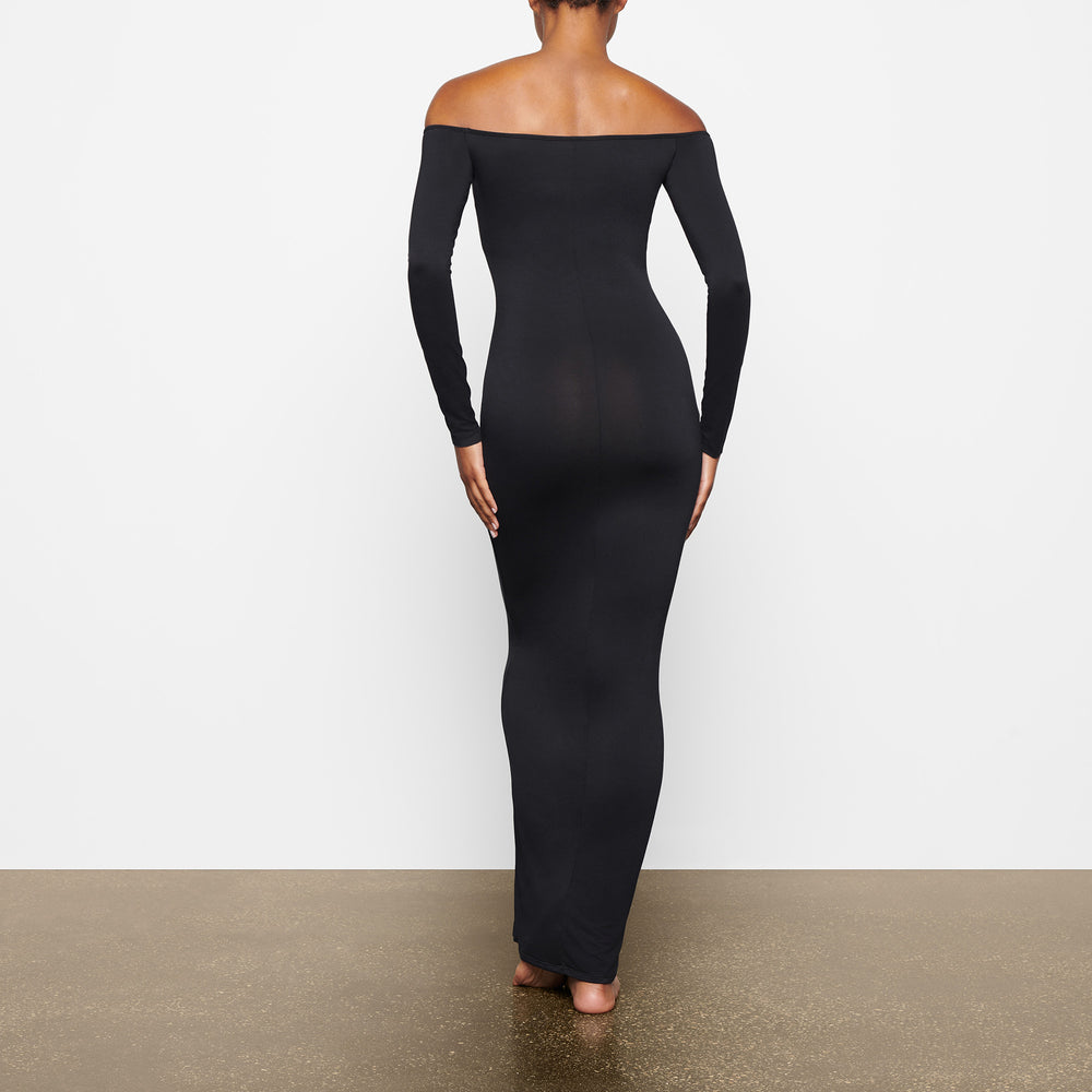 Skims SMOOTH LOUNGE OFF THE SHOULDER Dress Onyx | XJPN07586