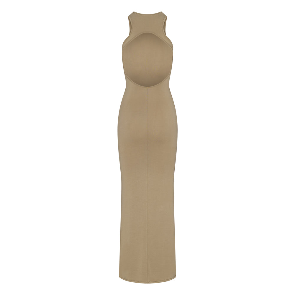 Skims SMOOTH LOUNGE OPEN RACERBACK Dress Khaki | KWYR82093