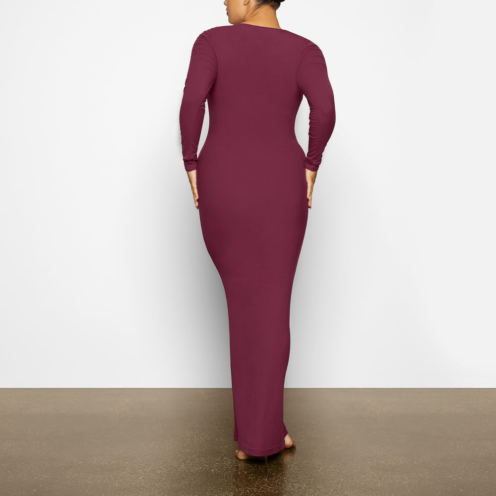 Skims SOFT LOUNGE LONG SLEEVE Dress Wine | SLMB93504