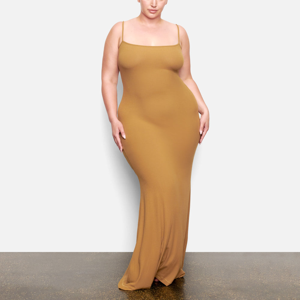 Skims SOFT LOUNGE LONG SLIP Dress Gold | LVRX61902