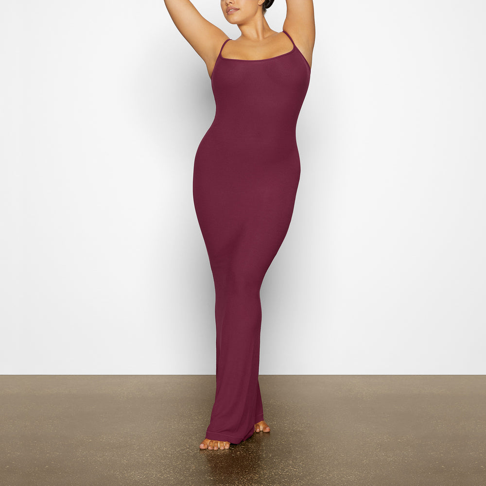 Skims SOFT LOUNGE LONG SLIP Dress Wine | EKOQ23065