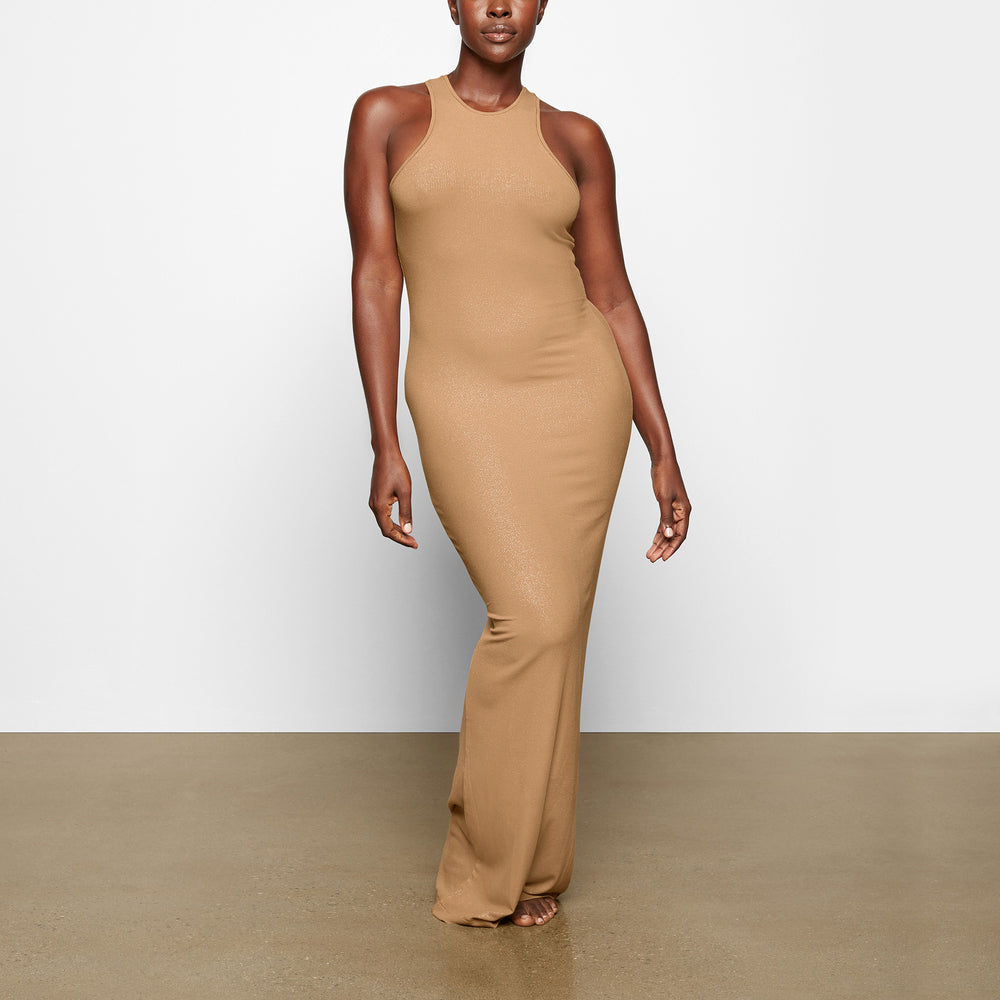 Skims SOFT LOUNGE SHIMMER RACERBACK Dress Camel | DNSQ13205