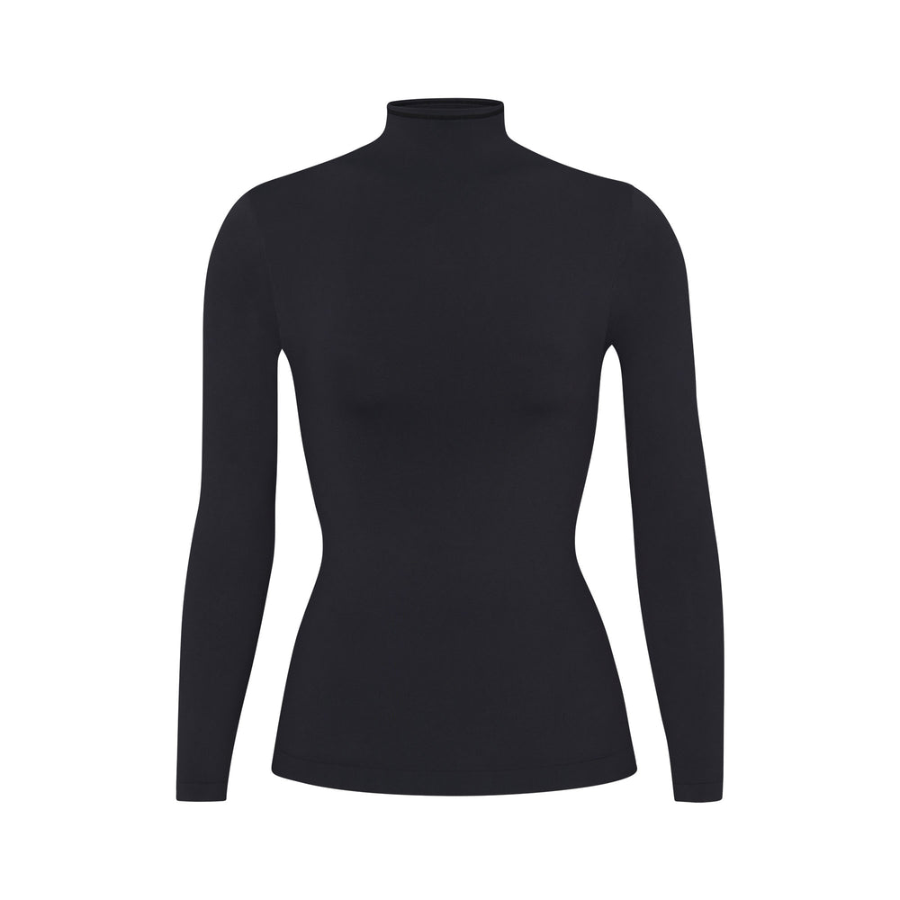 Skims SOFT SMOOTHING TURTLENECK TOP T-shirt Onyx | HPMV03948