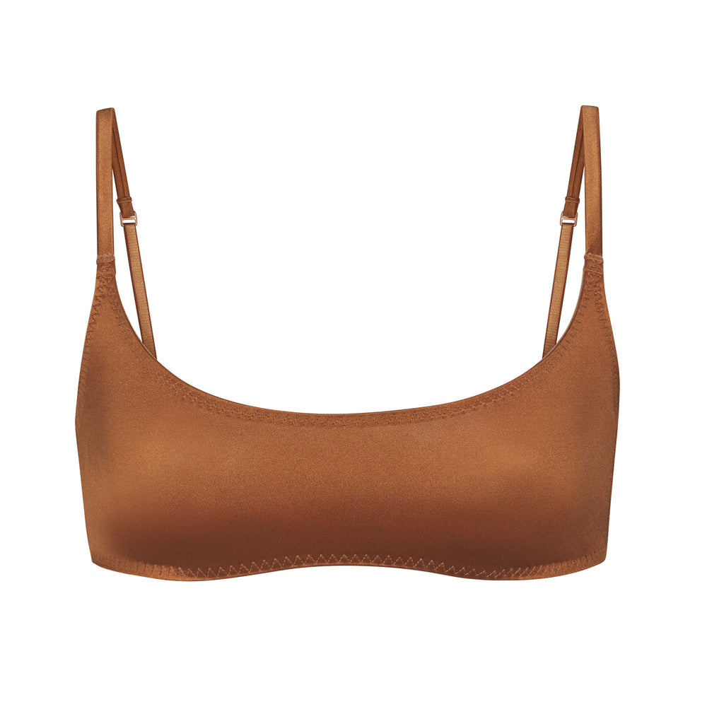 Skims STRETCH SATIN SCOOP NECK Bralette Bronze | 2380HQMWL