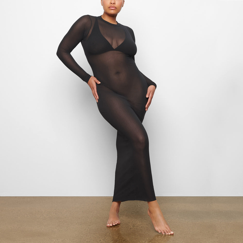 Skims SUMMER MESH LONG SLEEVE Dress Onyx | RBGM38765