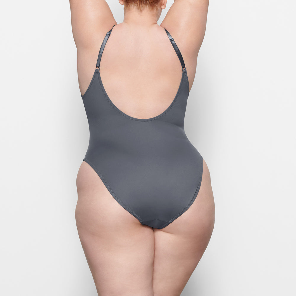 Skims SWIM SCOOP NECK One Piece Gunmetal | PLSY23704