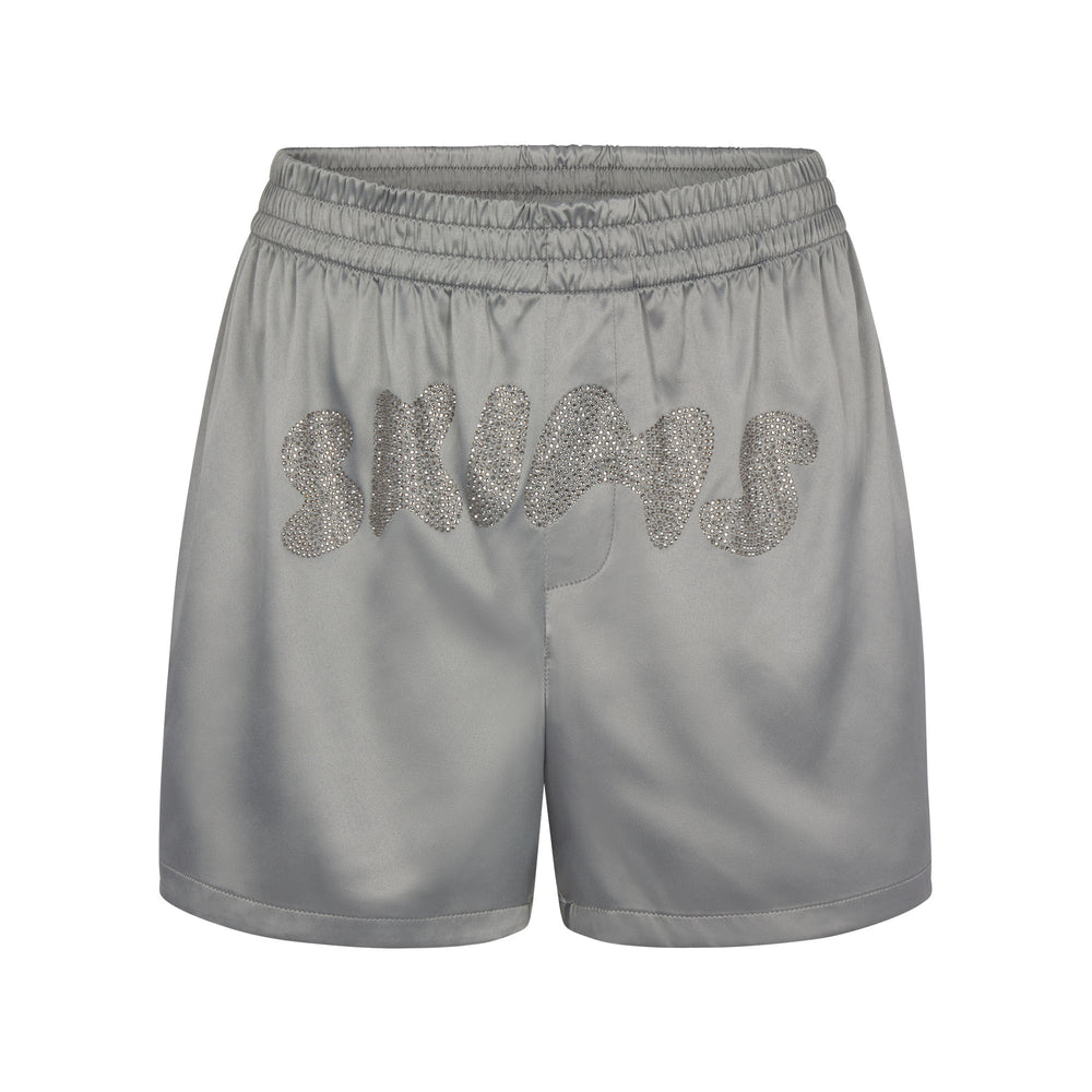 Skims WOVEN SHINE Boxer Shorts Chrome | UXHA57120