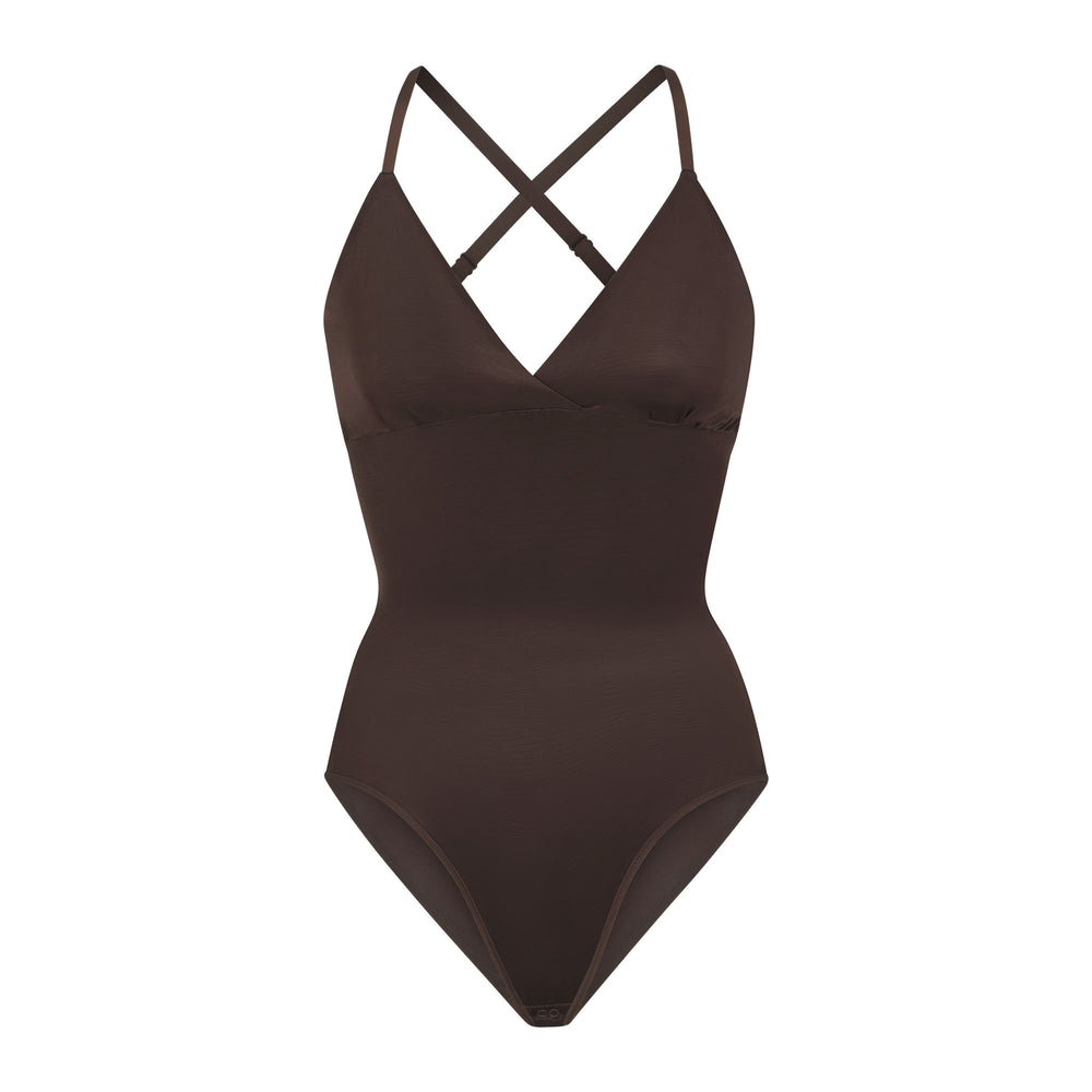 Skims BARELY THERE BODYSUIT BRIEF W/ SNAPS Bodysuit Espresso | QBMR92714