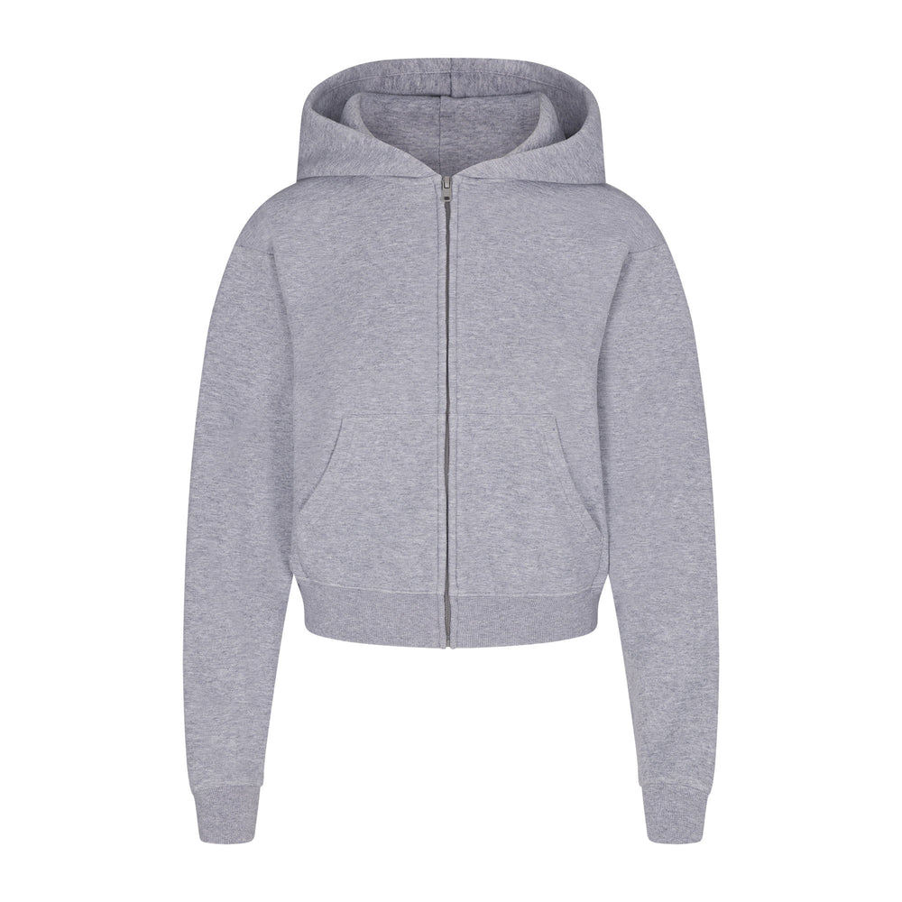 Skims COTTON FLEECE ZIP UP Hoodie Heather Grey | QPCZ43218