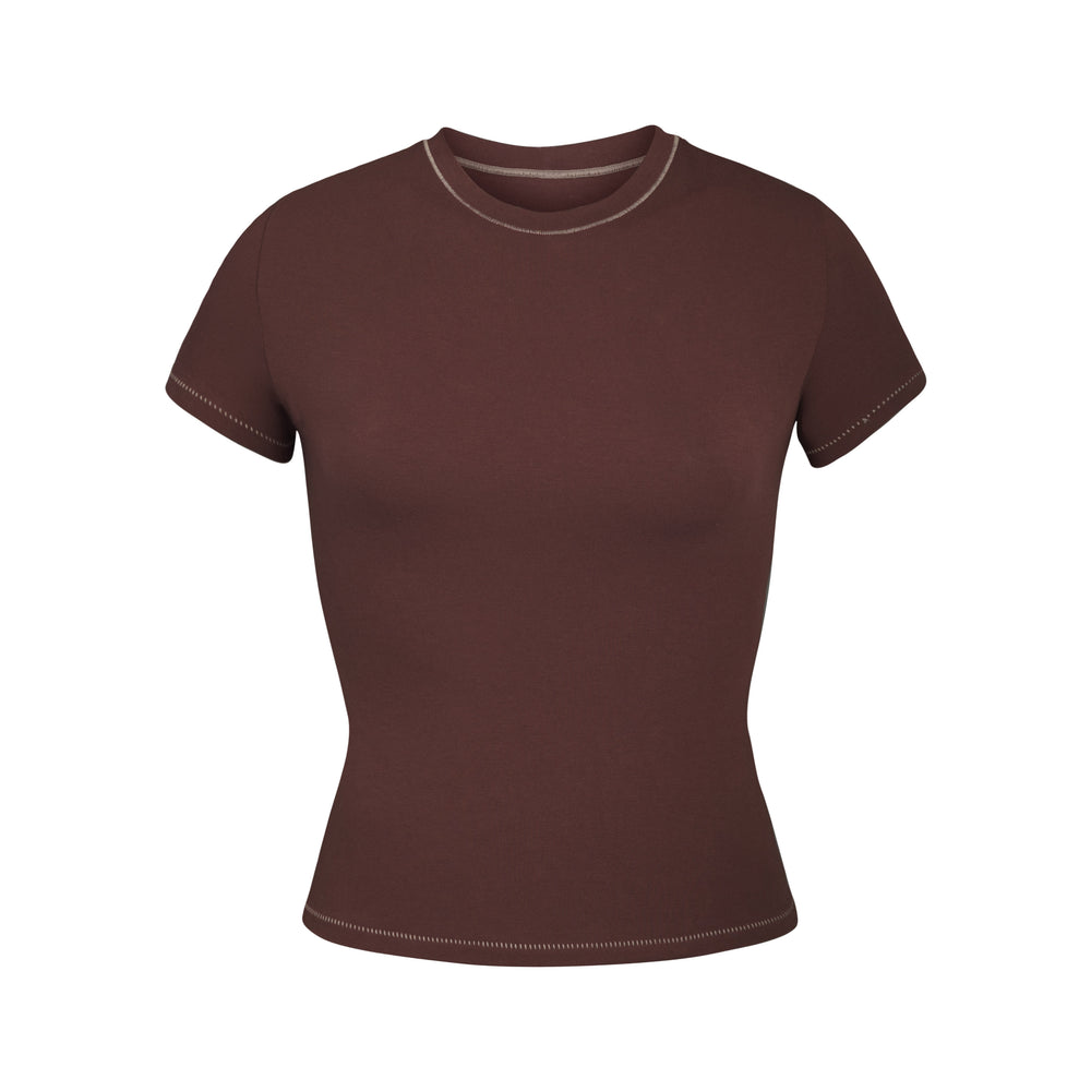 Skims COTTON JERSEY T-shirt Chocolate | LDCW04598