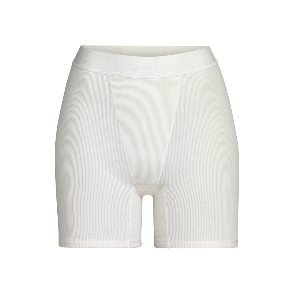 Skims COTTON RIB Boxer Shorts Bone | DJXB92365