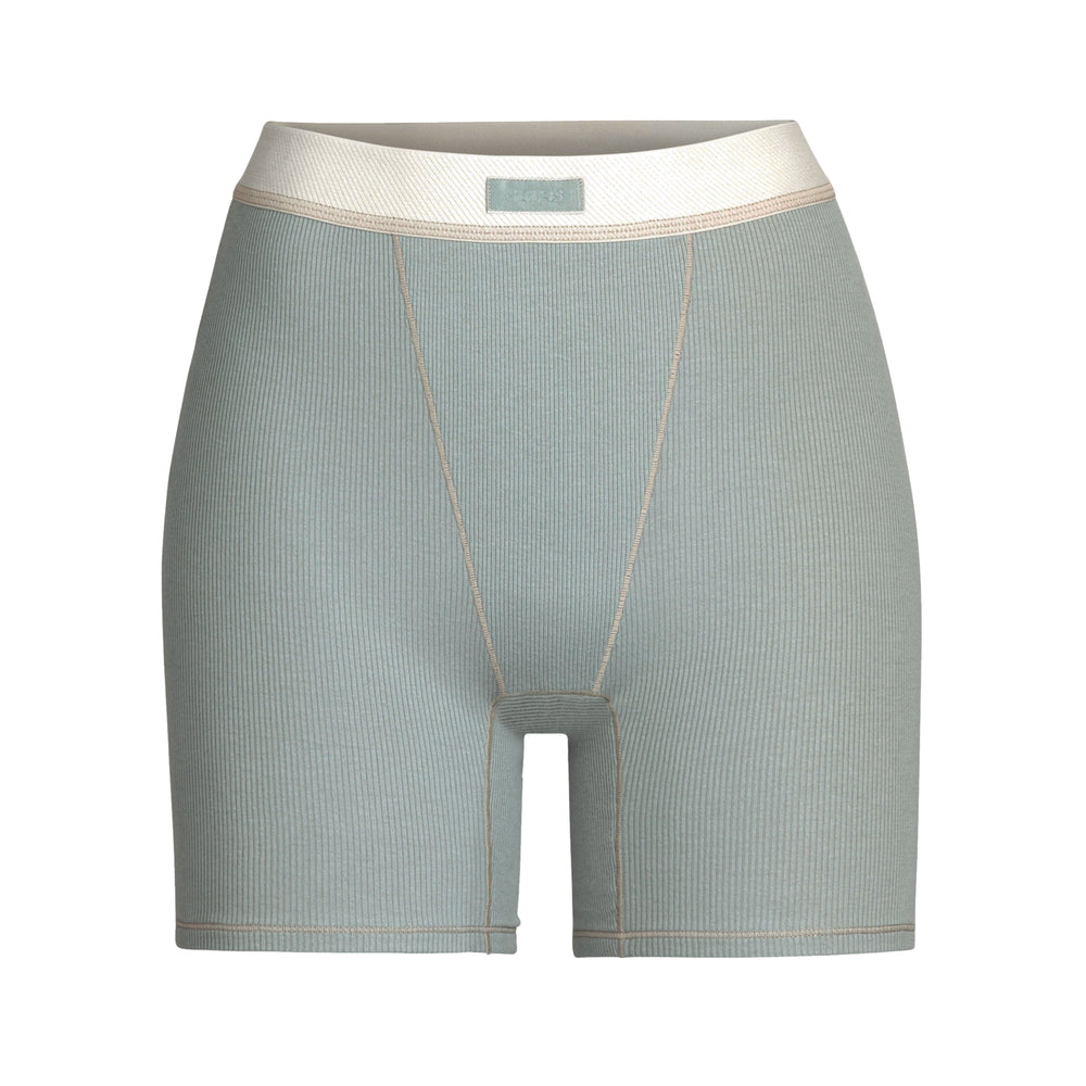 Skims COTTON RIB Boxer Shorts Mineral | PJOQ96387