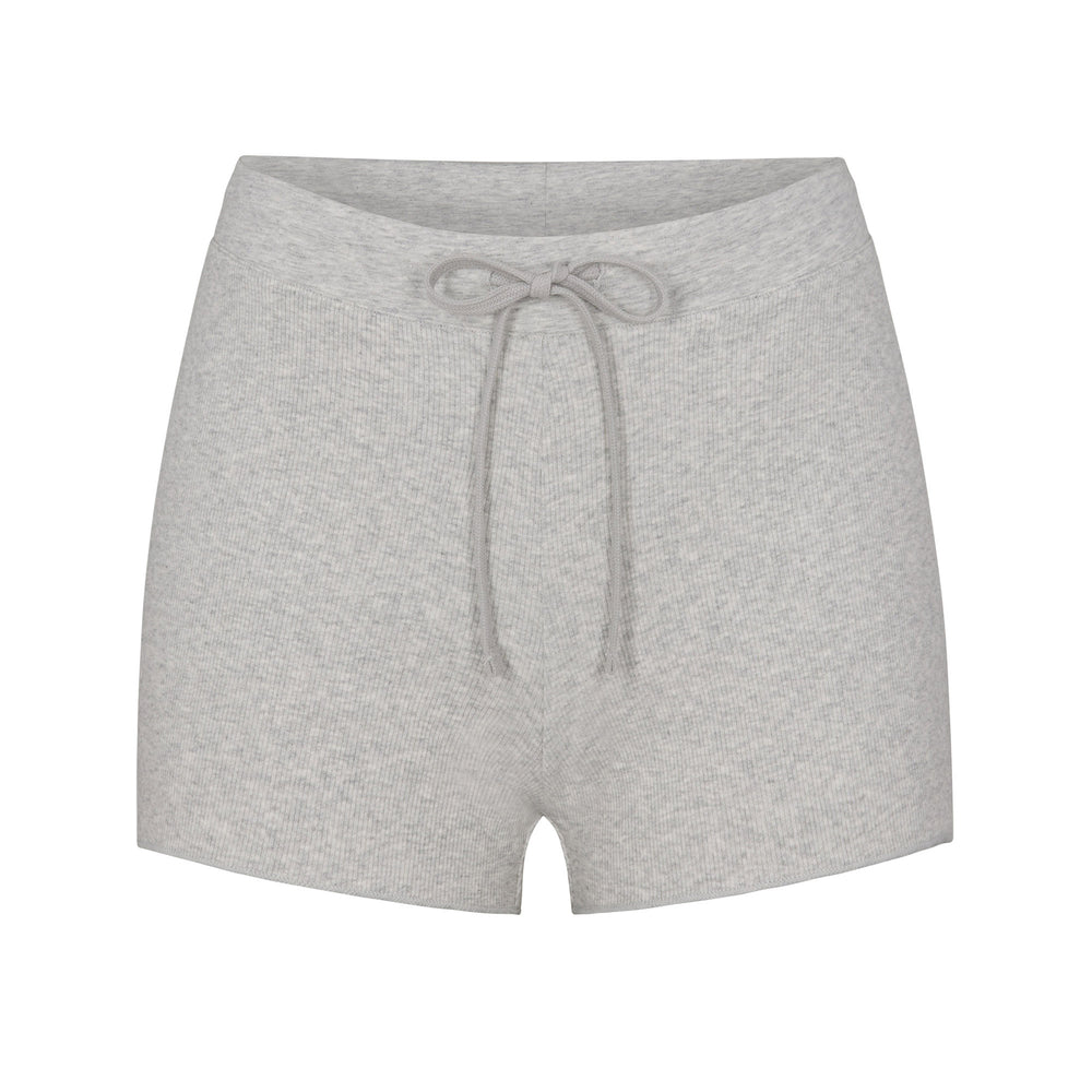 Skims COTTON RIB DRAWSTRING Shorts Light Heather Grey | WNEK31784