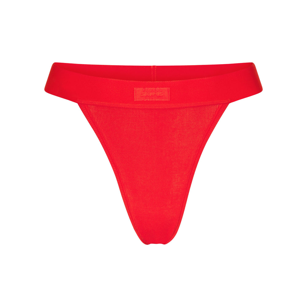 Skims COTTON RIB Thong Ruby | TCQX43750