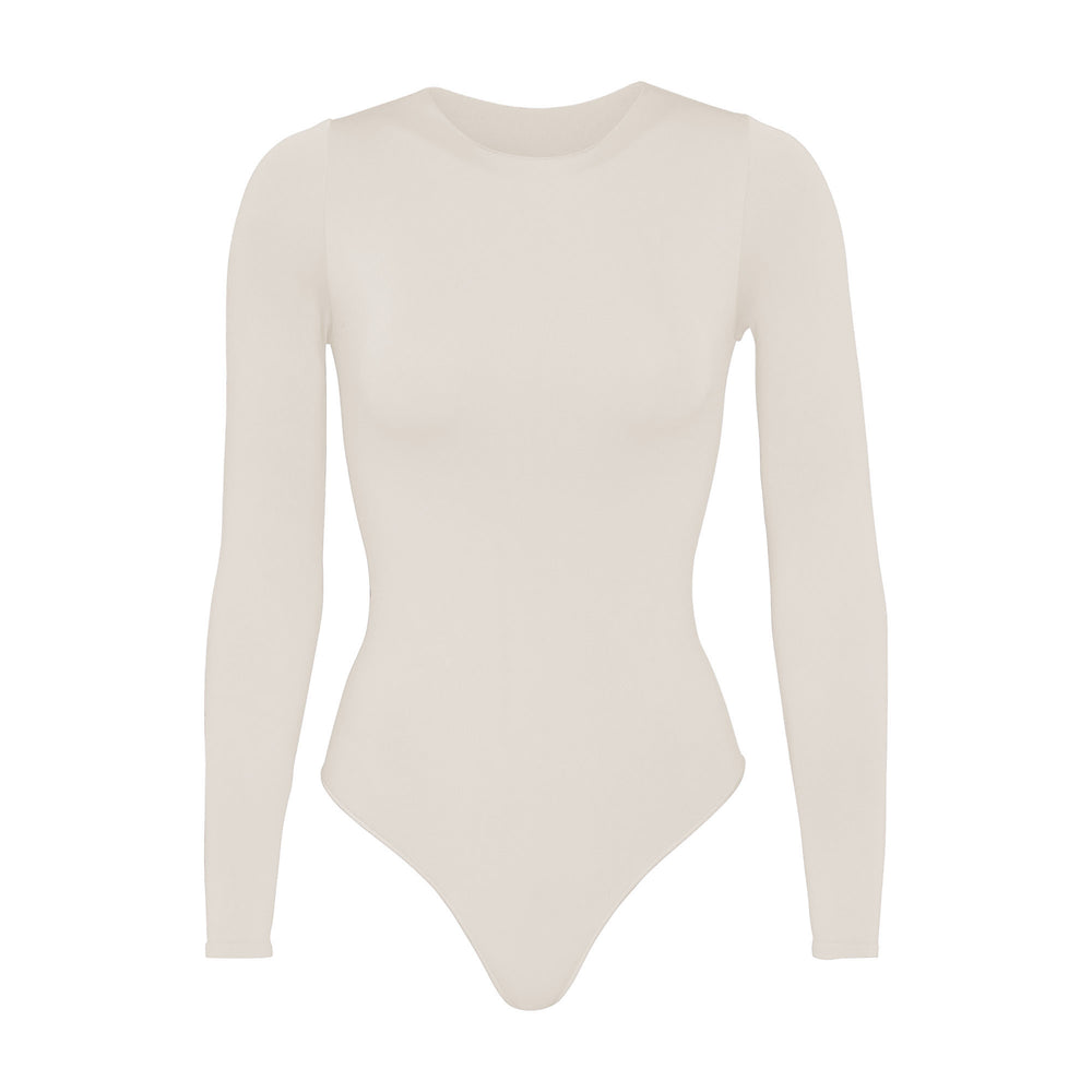 Skims ESSENTIAL CREW NECK Long Sleeve Bodysuit Bone | NUVD09142