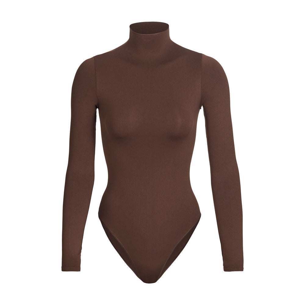 Skims ESSENTIAL MOCK NECK Long Sleeve Bodysuit Smokey Quartz | SCVX53489