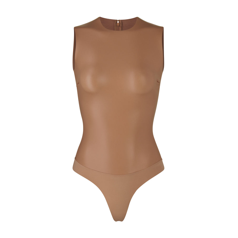 Skims FAUX LEATHER Crew Neck Bodysuit Sienna | EVYZ71603