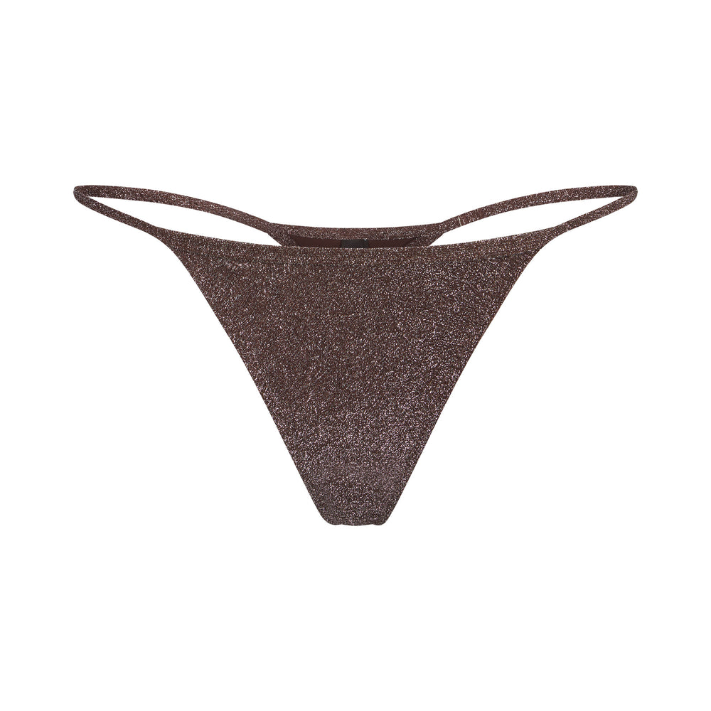 Skims GLITTER SWIM STRING Thong Cocoa | LXPN43589