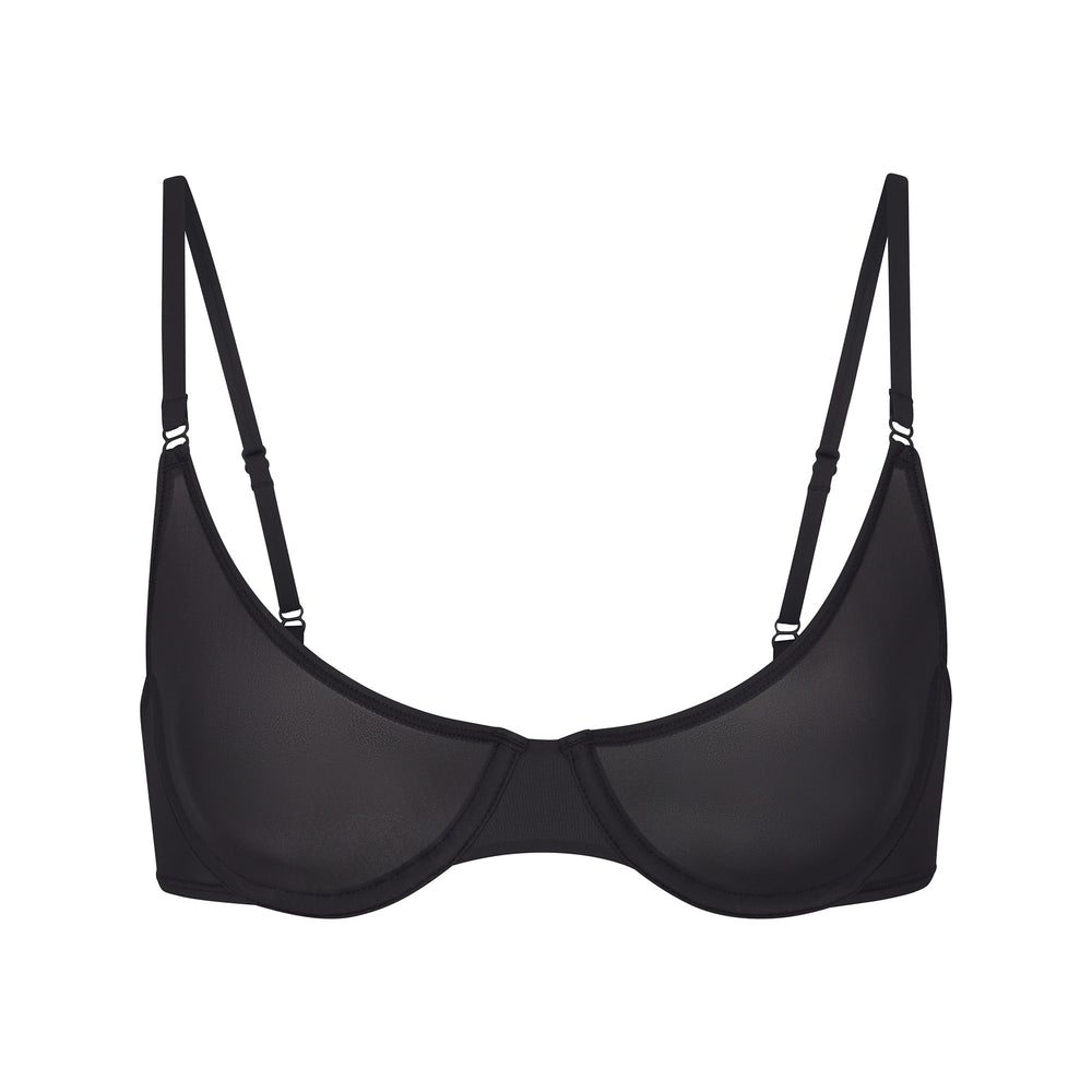 Skims JELLY SHEER UNDERWIRE Scoop Neck Bra Onyx | BQHT95431